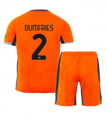 Inter Milan Denzel Dumfries #2 Tredje trøje Børn 2023-24 Kort ærmer (+ korte bukser)